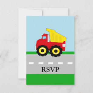 Kids Construction Dumptruck Matching UAWG RSVP Karte
