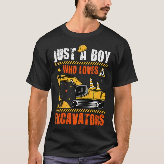 Kids Construction Truck Just A Boy Who Loves Excav T-Shirt (Vorderseite)