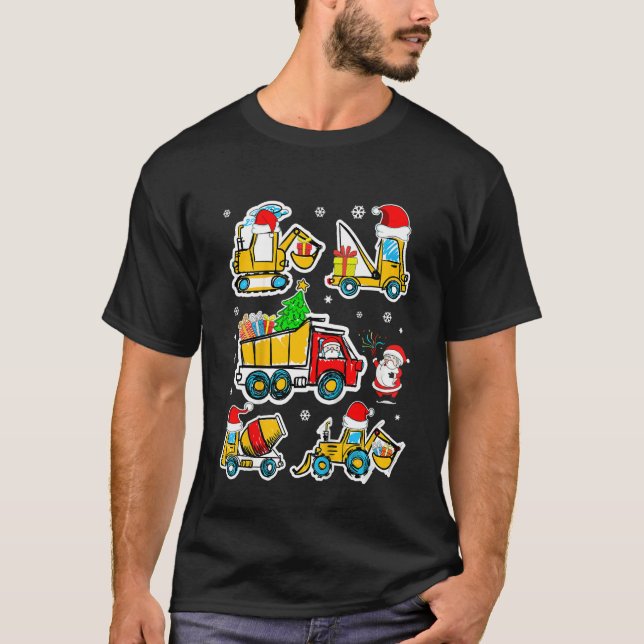 Kids Construction Vehicle Christmas Crane Truck Sa T-Shirt (Vorderseite)