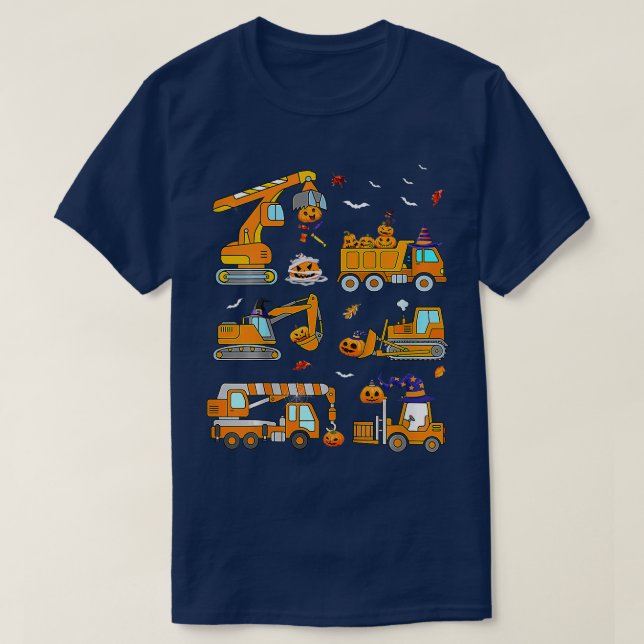 Kids Construction Vehicle Halloween Crane Truck Pu T-Shirt (Design vorne)