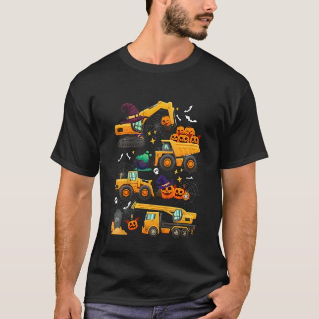 Kids Construction Vehicle Halloween Crane Truck Pu T-Shirt (Vorderseite)