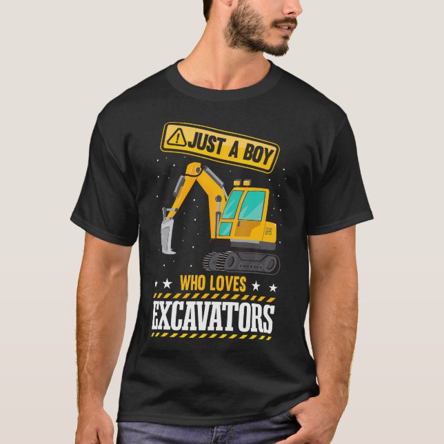 Kids Construction Vehicle Just A Boy Who Loves Exc T-Shirt (Vorderseite)