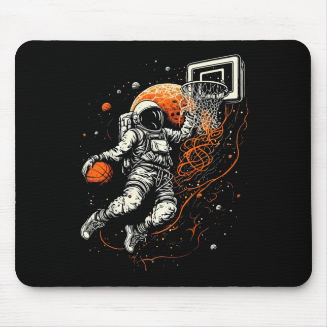 Kids Cool Space Basketball mit Astronautin Mousepad (Vorne)
