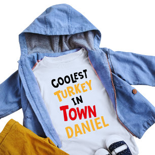 Kids Coolster Truthahn in der Stadt Farbiger  Name Baby T-shirt
