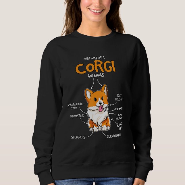 Kids Corgi Corgi Stuff Anatomie eines Corgis Sweatshirt (Vorderseite)