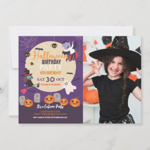 Kids Costume Halloween-Party Pumpkins Foto Einladung