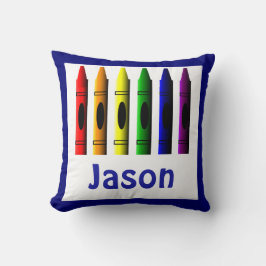 Kids Crayons Crayon Name Room Décor Pillow Blue Kissen