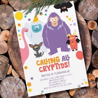 Kids Cryptid Birthday Einladung