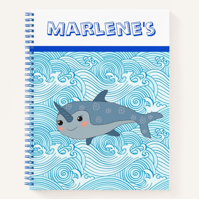 Kids Custom Narwhal Sketch Notizbuch (Vorderseite)