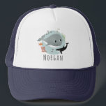 Kids Cute Blue Ocean Whale and Sea Fish Truckerkappe<br><div class="desc">This cute and modern kids trucker trucker design a blue whale,  fish,  orca,  and seaweed,  and space for your to add your child's name. Die perfekte Gift for any ocean lover!</div>
