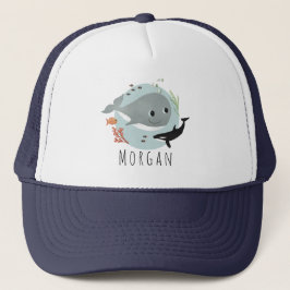 Kids Cute Blue Ocean Whale and Sea Fish Truckerkappe