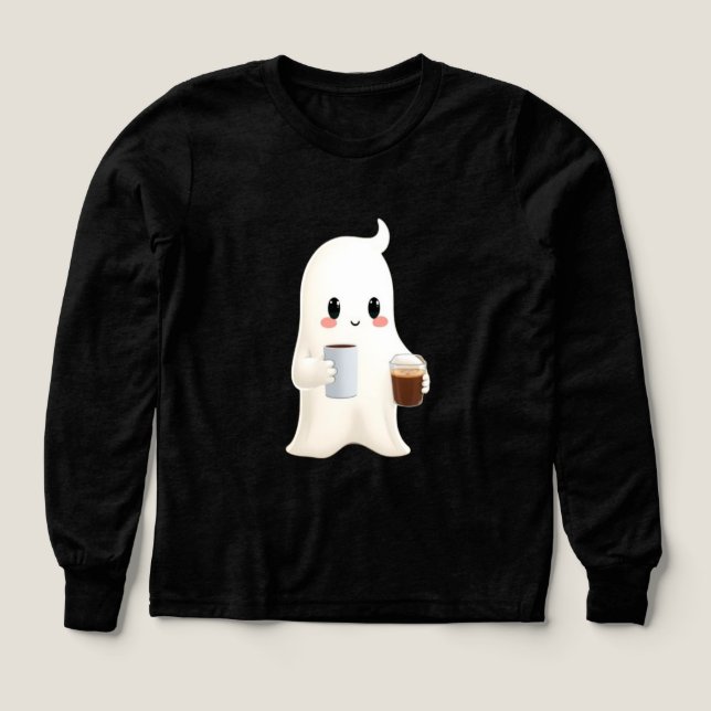 Kids Cute Kaffee Geist Grafik Langarm (Design Vorderseite)