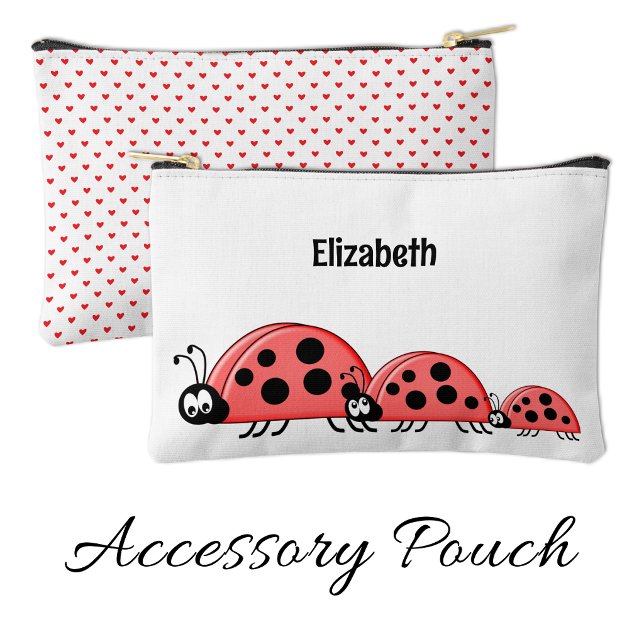 Kids cute ladybugs add a name red white zubehörtasche (Von Creator hochgeladen)