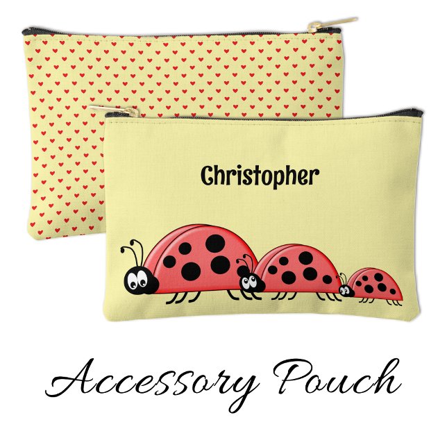 Kids cute ladybugs add a name red yellow zubehörtasche (Von Creator hochgeladen)