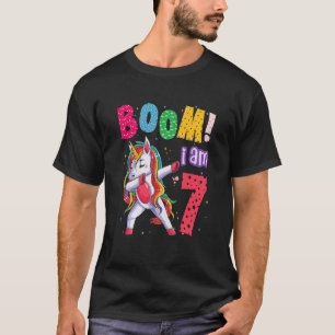 Kids Dabbing Einhorn 7. Geburtstag Boom Ich bin 7 T-Shirt