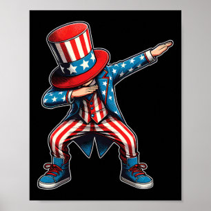 Kids Dabbing Junge Amerikanische Flagge Us Patriot Poster