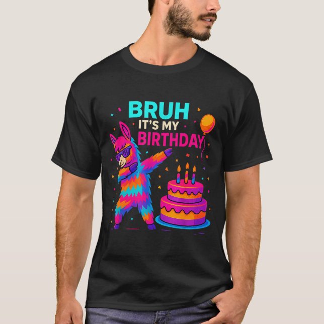 Kids Dabbing Llama Birthday Funny Bday Party Tee  (Vorderseite)