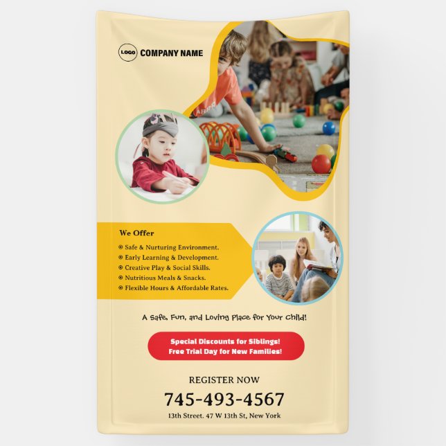 Kids Daycare Custom Editable Banner (Vertikal)