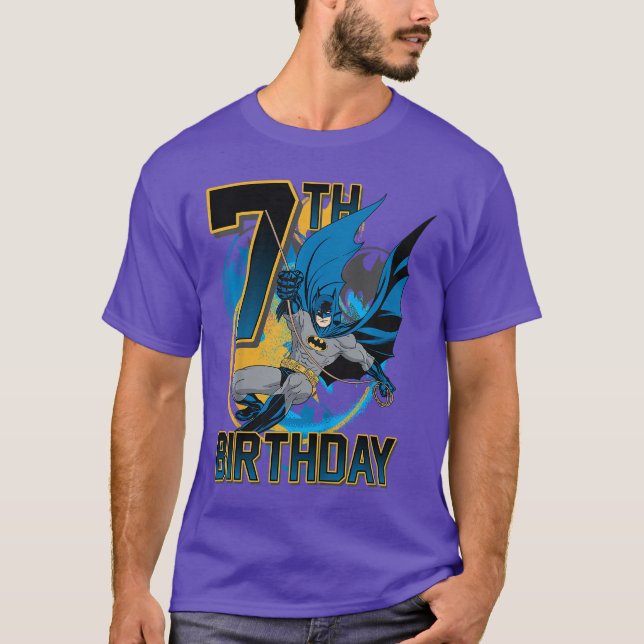 Kids DC Comics Batman 7th Birthday Action Shot fri T-Shirt (Vorderseite)