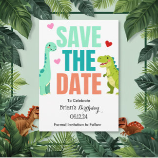 Kids Dino Birthday Party Save The Date Einladung