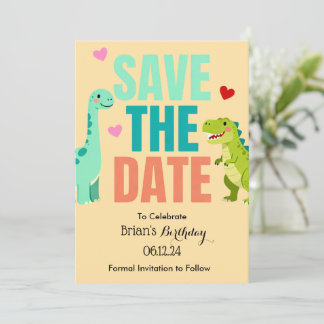 Kids Dino Birthday Party Save The Date Einladung