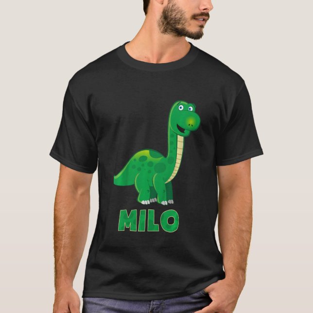 Kids Dino dinosaurier Name Milo T-Shirt (Vorderseite)