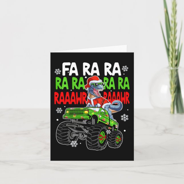 Kids Dino Fa Ra Ra Rawr Dinosaur Monster Truck Chr Karte (Vorderseite)