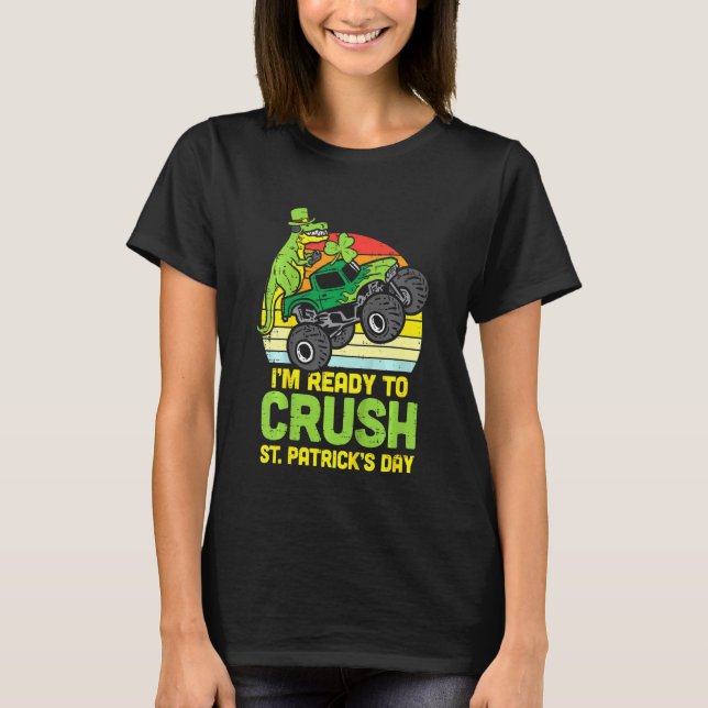 Kids Dino Monster Truck Bereit Zurück in die Zukun T-Shirt (Vorderseite)