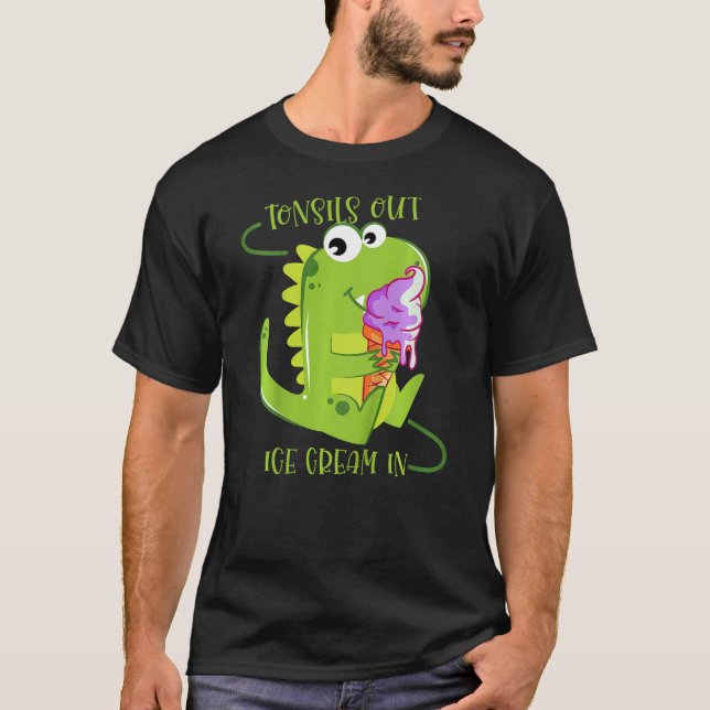 Kids Dino Tonsils Out Ice Cream In Tonsillectomy D T-Shirt (Vorderseite)