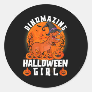 Kids Dinomazish Halloween Girl Dinosaur Sprichwort Runder Aufkleber