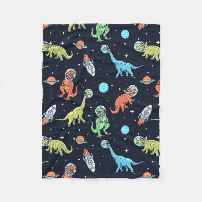 Kids Dinosaur Astronaut Pattern Fleecedecke (Vorderseite)