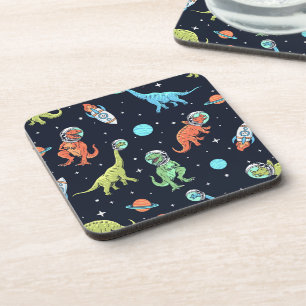 Kids Dinosaur Astronaut Pattern Getränkeuntersetzer