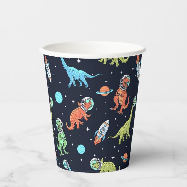Kids Dinosaur Astronaut Pattern Pappbecher (Vorderseite)