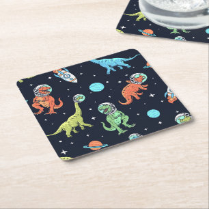 Kids Dinosaur Astronaut Pattern Rechteckiger Pappuntersetzer