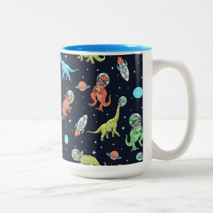 Kids Dinosaur Astronaut Pattern Zweifarbige Tasse