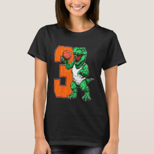 Kids Dinosaur Basketball 3 Jahre Junge 3. Geburt T-Shirt