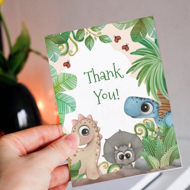 Kids Dinosaur Birthday Dankeskarte (Dinosaur Birthday Party Thank You Cards)