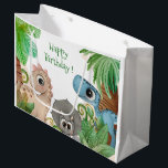 Kids Dinosaur Birthday Große Geschenktüte<br><div class="desc">Personalisieren Sie das Geburtstagsjahr auf diesen niedlichen Dinosaurier-Geschenktaschen,  die für jede Geburtstagsfeier geeignet sind.</div>
