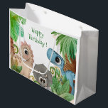 Kids Dinosaur Birthday Große Geschenktüte<br><div class="desc">Personalisieren Sie das Geburtstagsjahr auf diesen niedlichen Dinosaurier-Geschenktaschen,  die für jede Geburtstagsfeier geeignet sind.</div>
