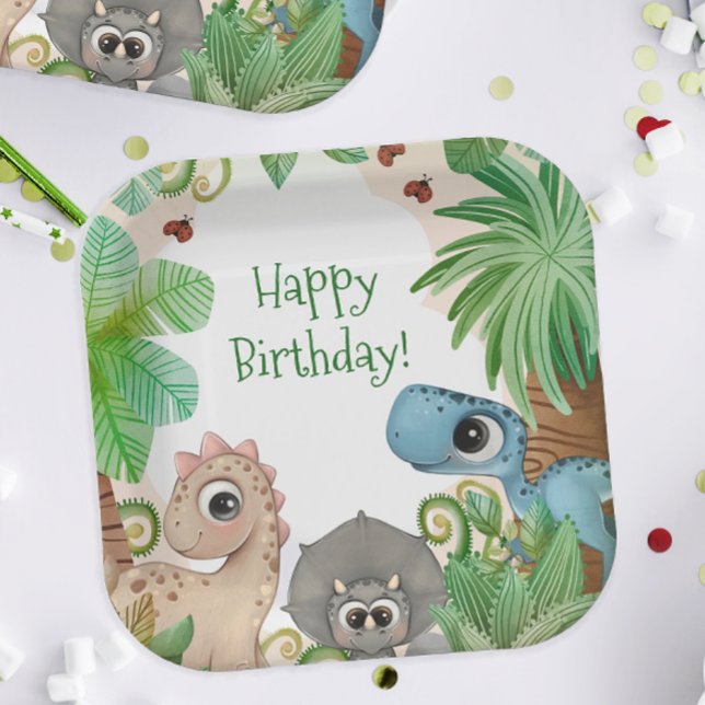 Kids Dinosaur Birthday Pappteller (Dinosaur Birthday Party Plates)