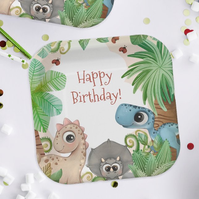 Kids Dinosaur Birthday Pappteller (Dinosaur Birthday Party Plates)
