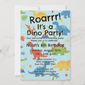 Kid's dinosaur Birthday party invitation template Einladung