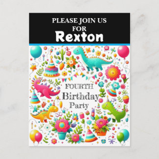 Kids Dinosaur Geburtstagsparty Einladungen