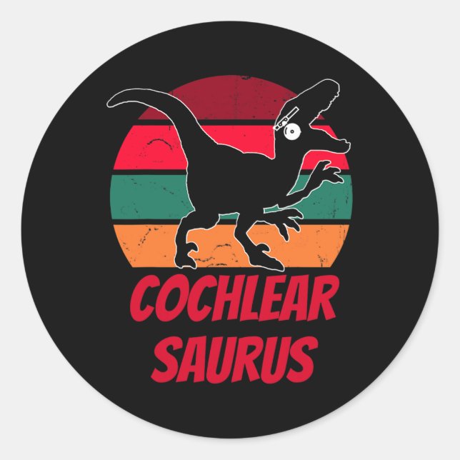 Kids Dinosaur Hörverlust Bewusstsein Cochlear Impl Runder Aufkleber (Vorderseite)