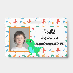 Kids Dinosaur Pattern Baby T-Rex Abzeichen Ausweis