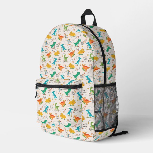 Kids Dinosaur Reisemuster Bedruckter Rucksack (Rückseitige Ecke Rechts)