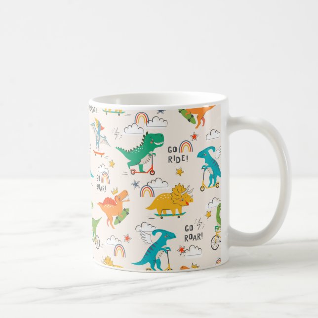 Kids Dinosaur Reisemuster Kaffeetasse (Rechts)