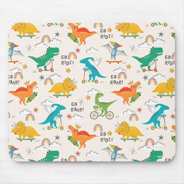 Kids Dinosaur Reisemuster Mousepad (Vorne)