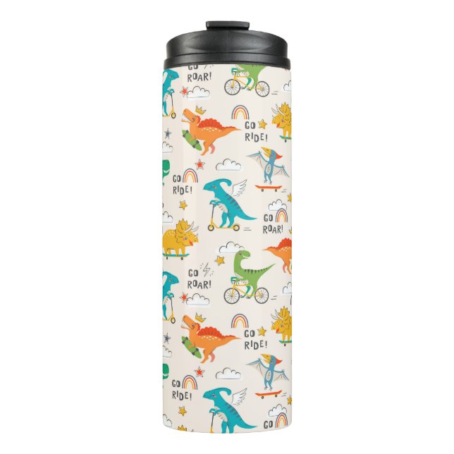 Kids Dinosaur Reisemuster Thermosbecher (Vorderseite)
