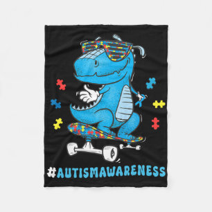 Kids Dinosaur Skateboarding Autismus-Bewusstsein W Fleecedecke